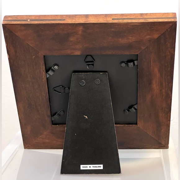 Vintage Brown Resin Square Frame Christmas Tree Cross Stitch Handmade Art 7x7 in - Picture 7 of 9